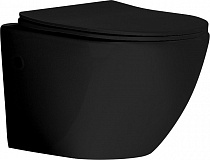 Унитаз подвесной безободковый GR-4411S Black сиденье дюропласт с микролифтом, цвет чёрный глянц ##