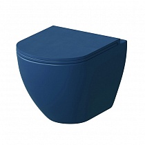 Унитаз подвесной безободковый GR-4455BLMS сиденье дюропласт с микролифтом, цвет синий матовый
